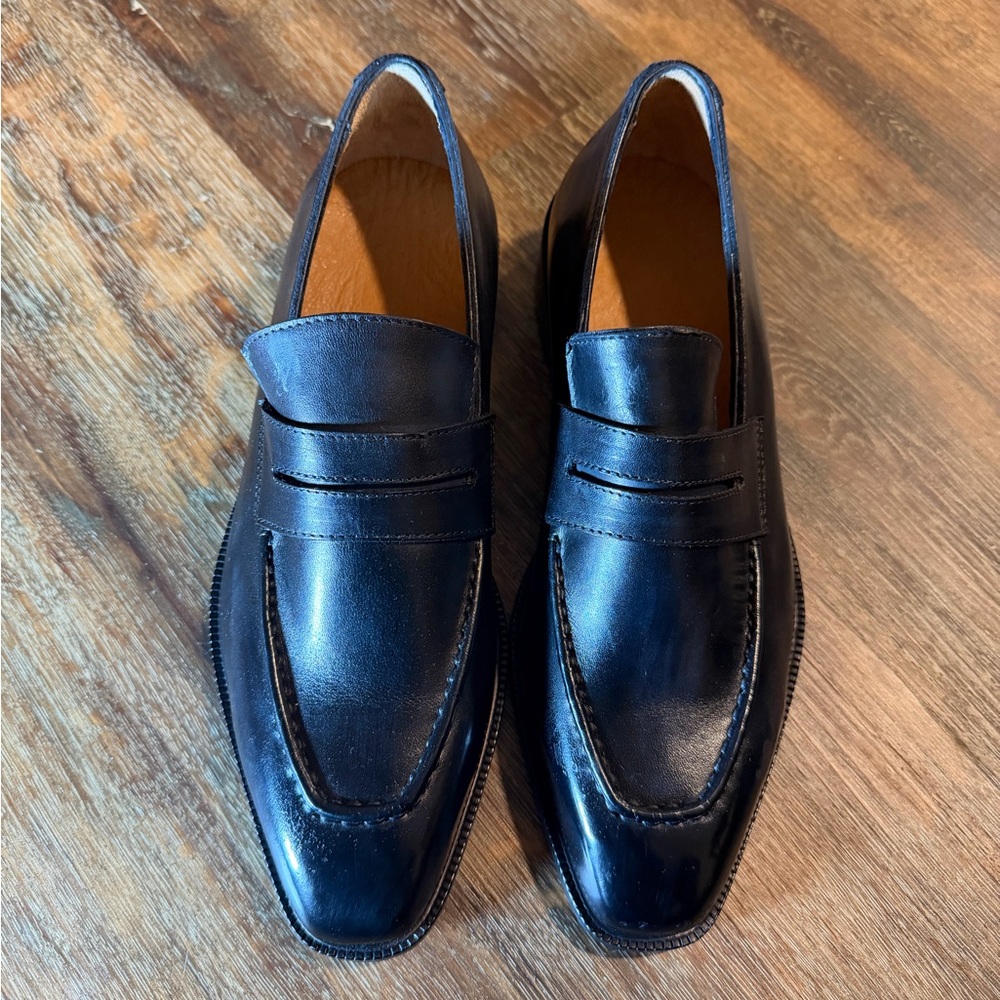 Elegant Black Leather Slip-On Loafers